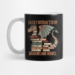 Easily Distracted by Dragons and Books Mug